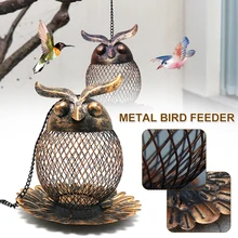 

Owl Style Hummingbird Feeder Outdoor Iron Bird Feeder Hanging Peanut Nut Feeding Station Garden Wild Bird Seed Dispenser Holder