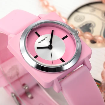 

2020 REBIRTH Women's Watch Fashion Silicone Strap Square Ladies Watches Women Female Clock relogio feminino zegarek damski Reloj