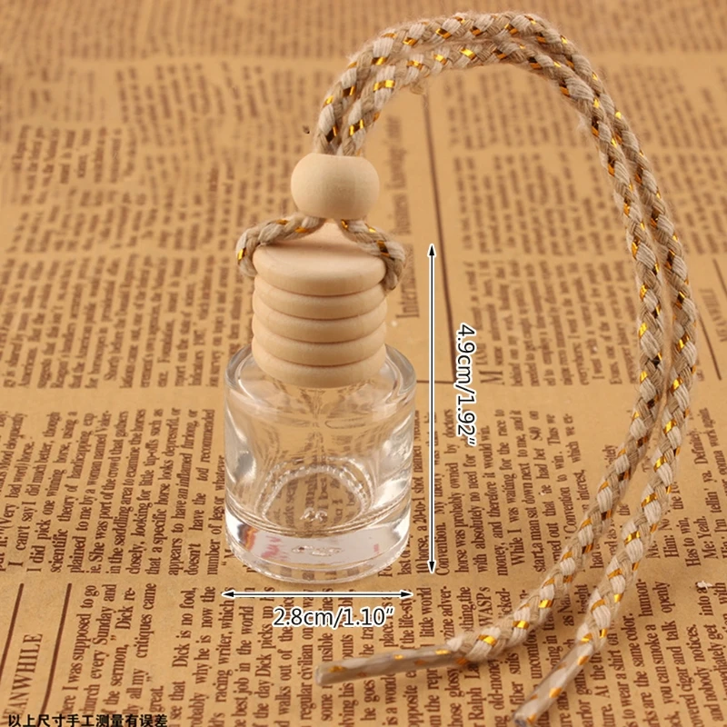 10Pcs Car Hanging Glass Bottle Empty Perfume Aromatherapy Refillable Diffuser Air Fresher Fragrance Pendant Ornament 6