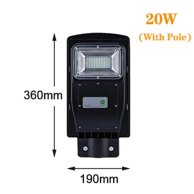 20W With pole 40/60/90W светодиодный настенный светильник IP65 Солнечный уличный светильник(светильник+ радар) индукции открытый Водонепроницаемый безопасности лампа для шланг для полива огорода, двора, уличный стиль - Испускаемый цвет: 20W With pole