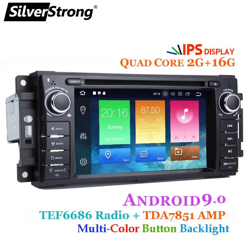 Clearance SilverStrong 8Core 4G+64G Android9.0 Car DVD for Jeep Cherokee 2009 2008 2010 Wrangler car stereo for Dodge radio for Chrysler 5