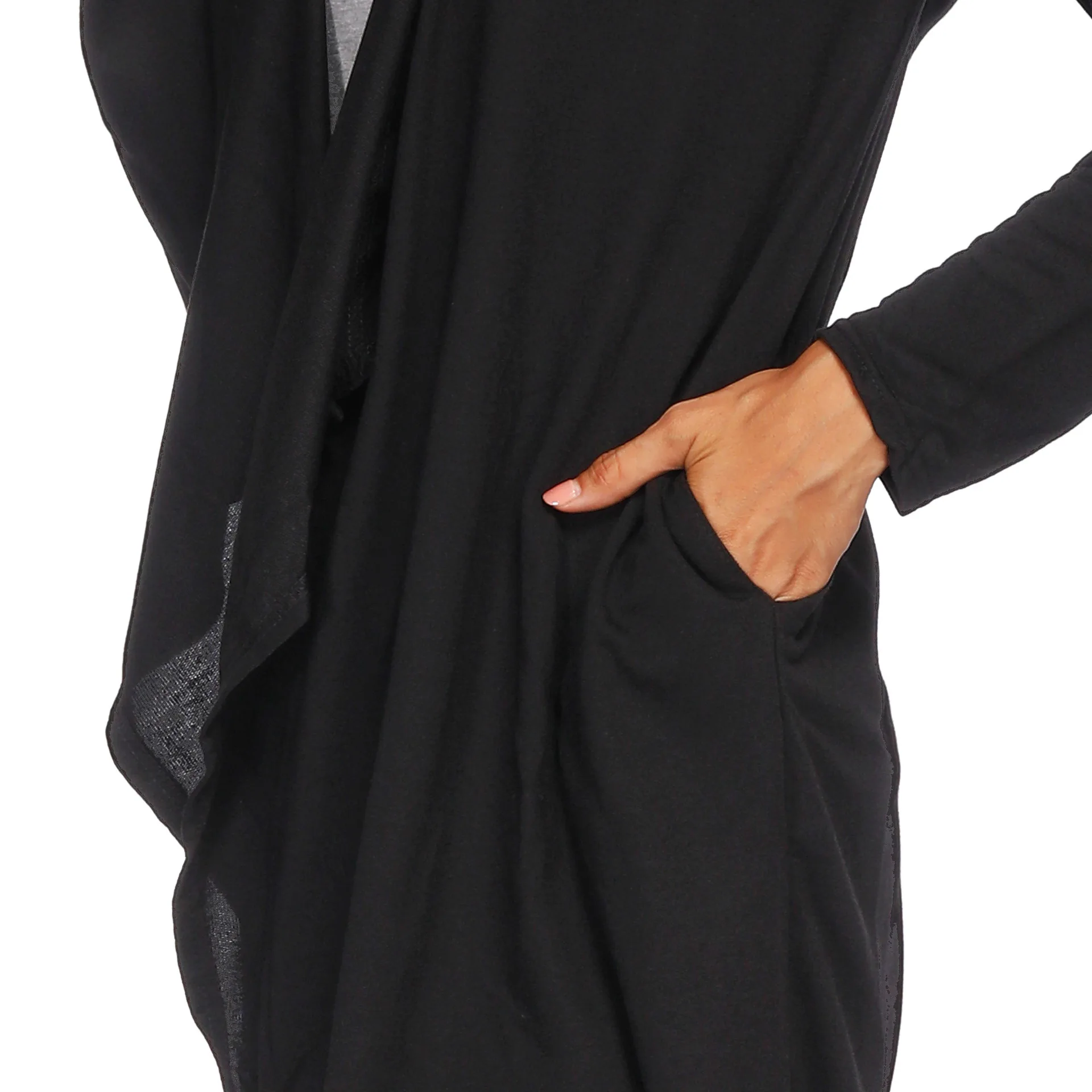 Новые осенние Женская мода нерегулярные с капюшоном кардиган вязаный свитер