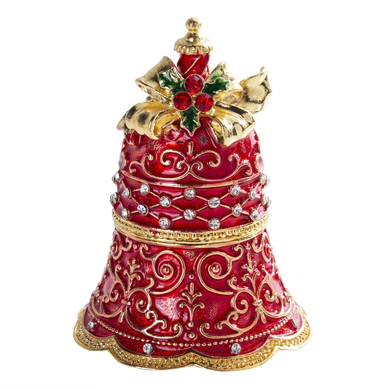 H& D шарнирный красный Рождественский колокольчик с кристаллами ручная роспись ювелирные изделия держатель фигурка Коллекционная Рождественский Декор подарок