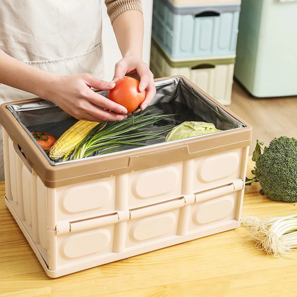 Car Trunk Storage Box Collapsible Storage Bins with Lid Black_30L