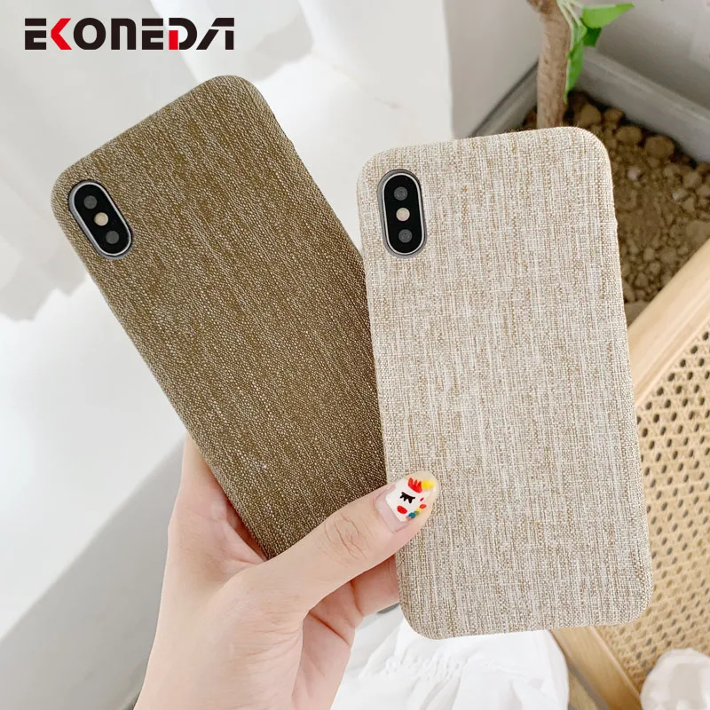 

EKONEDA Linen Cloth Case For iPhone 11 Pro Max Case Soft Plain Color Cover For iPhone 7 6 6S 8 Plus X XS Max XR Case
