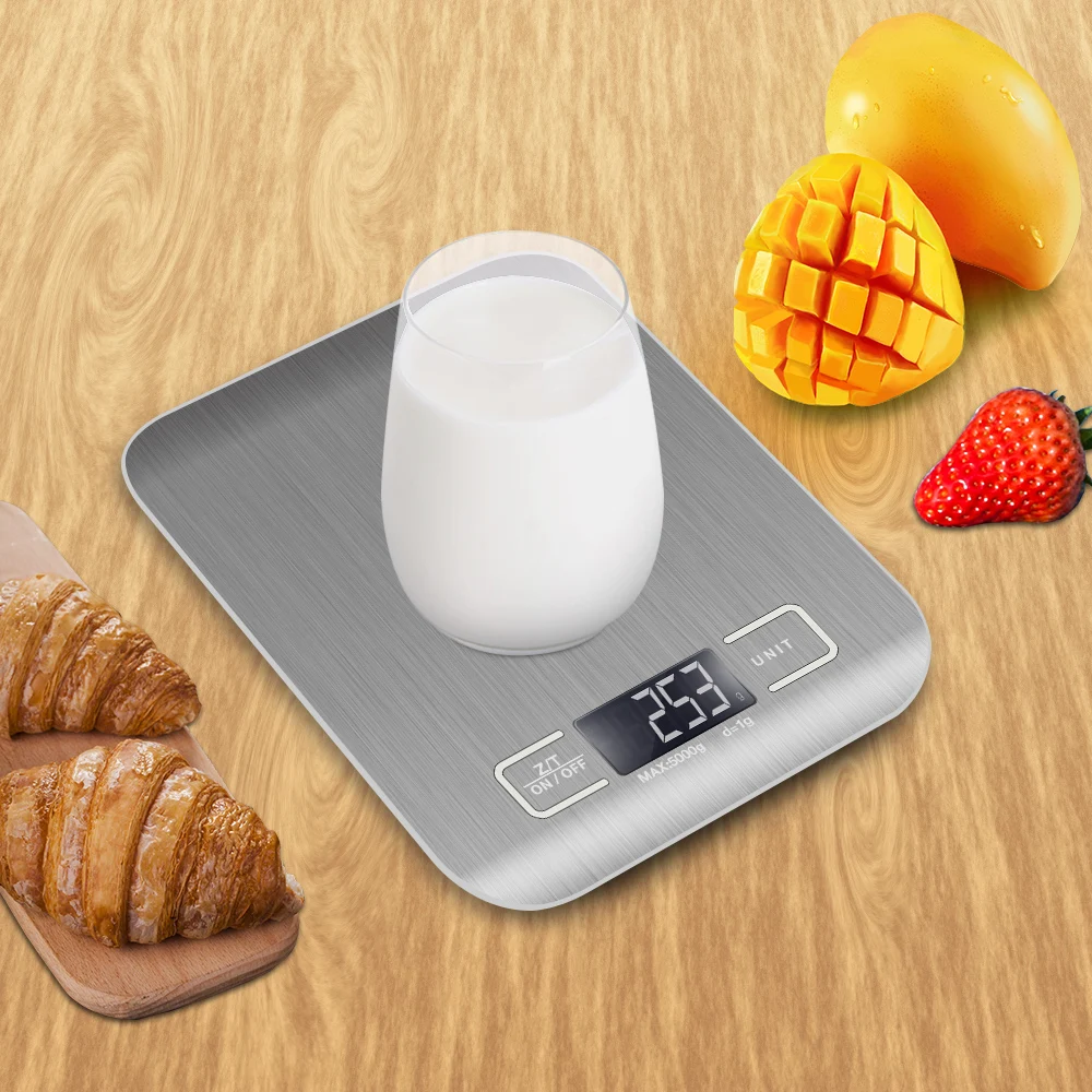 

5kg Household Kitchen Scale Electronic Food Scales Diet Scales Measuring Tool Slim LCD Digital Electronic Weighing Scale Tools