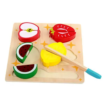 

Free shipping Children Kitchen Fruits Set/Fruits Model Building Kits wooden toy kids wood Block toy Classic Cut fruit game