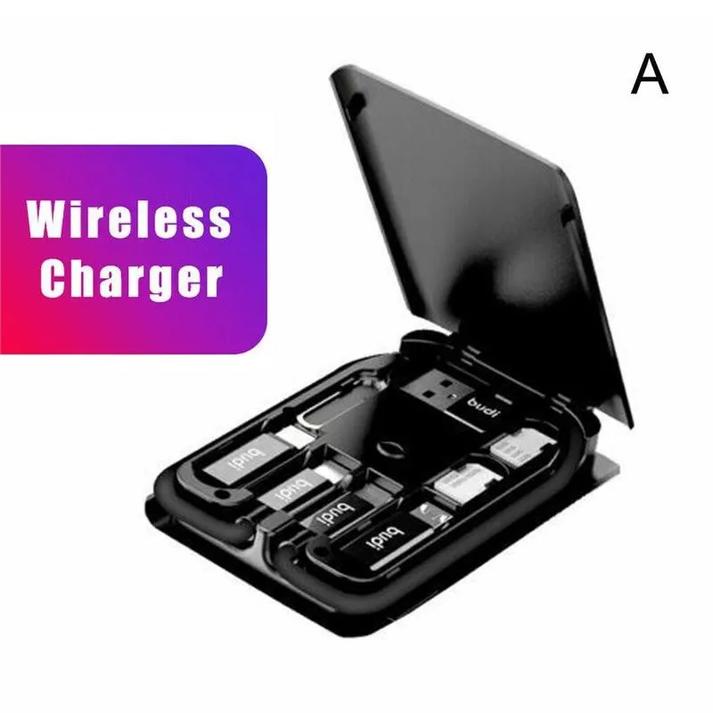 usb c 30w BUDI Universal Smart Adapter Card Storage Box 15W BUDI Wireless Charger for iPhone Xiaomi Travel Portable Storage Bag 65w charger usb c