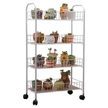 

Simple wrought iron white succulent flower stand multilayer living room balcony removable floor type outdoor bonsai stand with w