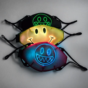 

Led Luminous Face Mask Cartoon Smile Voice Control Music Mask Rechargeable Party Christmas Halloween Mask for Kids Child
