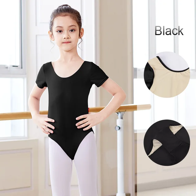 Girls Ballet Leotards High Quality Ballet Bodysuit Teen Soft Lining Dancewear Kids Nylon Short Sleeve Gymnastics Leotards with Lining