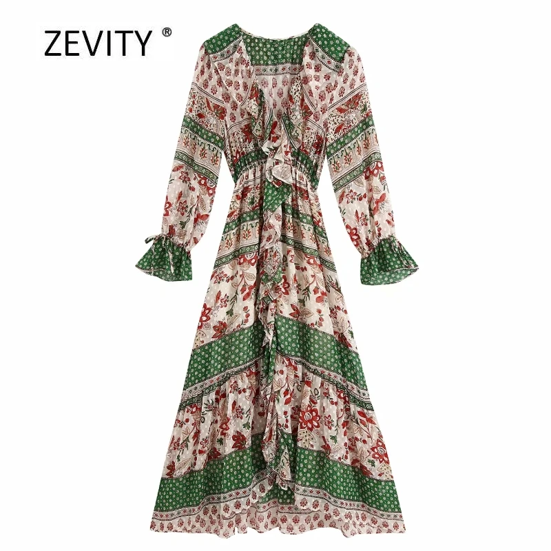 New women vintage contrast color flower print vestido cascading ruffle midi dress female chic retro hem irregular dresses DS4018 New women vintage contrast color flower print vestido cascading ruffle midi dress female chic retro hem irregular dresses DS4018
