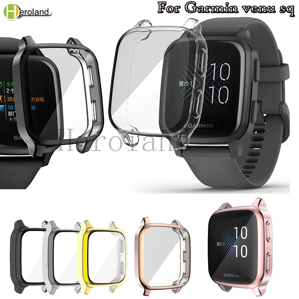 Full Protective Case Cover Shell For Garmin Venu SQ / venu sq music SmartWatch screen protector Accessories Plating soft TPU | Наручные
