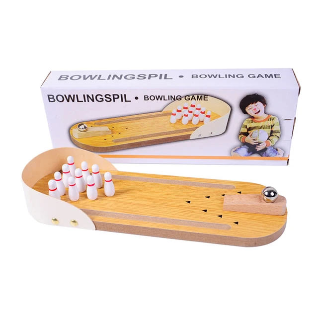 1set Hot Selling Children's Educational Toy Wooden Mini Bowling Parent-child Interactive Table Games Casual Decompression 1