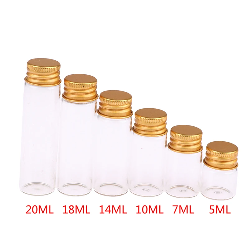 Glass Bottles With Aluminium Lids 10Pieces 6 Sizes U-pick 5ml/7ml/10ml/14ml/18ml/20ml, glass bottles,refillable bottles
