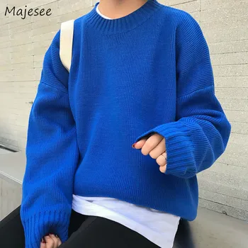 

Sweaters Women Students Ladies Fashion Solid Color Novelty Comfortable High Quality Pullover Leisure Chic Korean Style Knitted