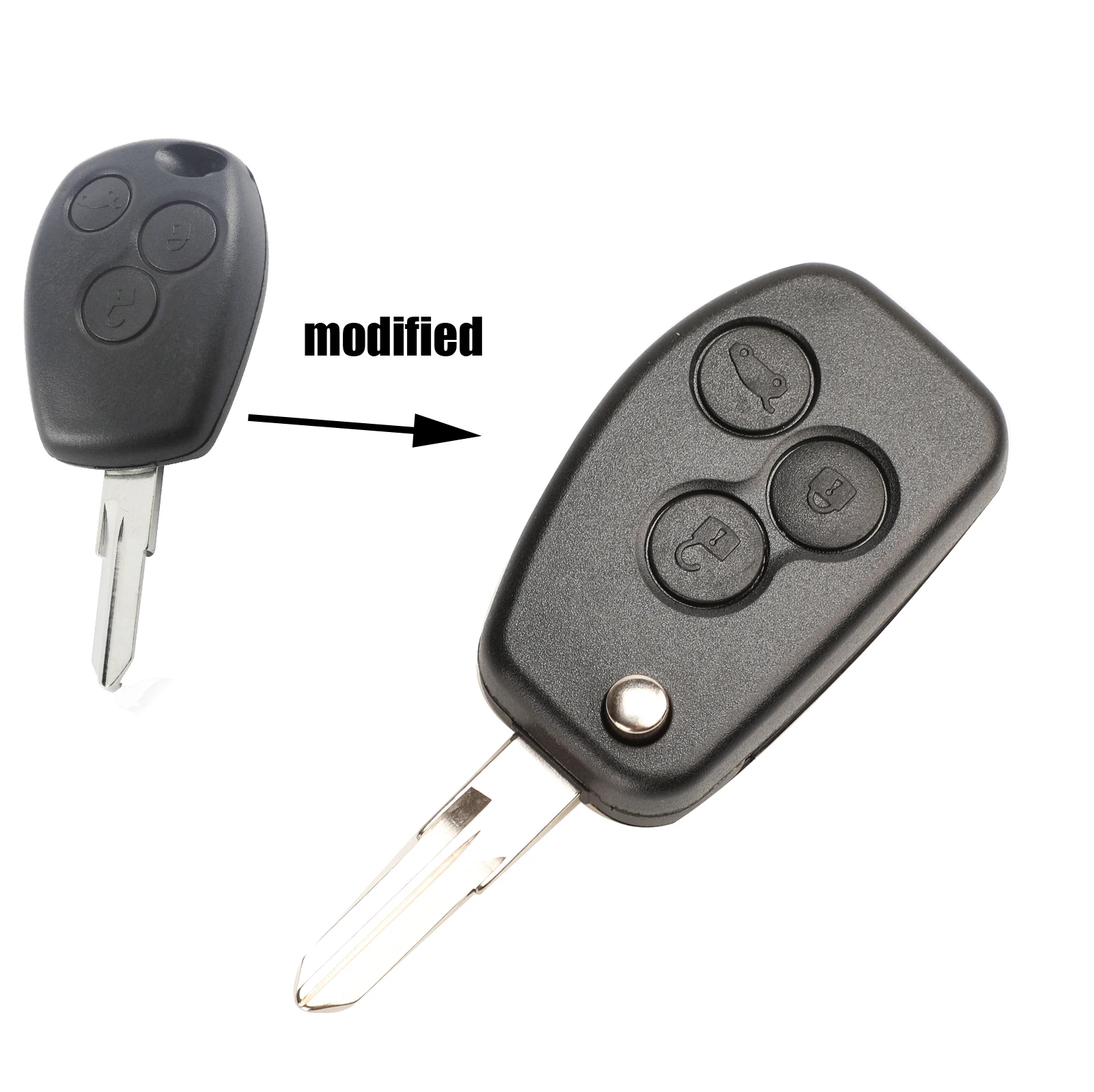 Jingyuqin 206 VAC102 модифицированный флип Автомобильный ключ чехол 2/3 кнопки для Renault Duster Logan Fluence Clio Kangoo Sandero - Цвет: 3B VAC102
