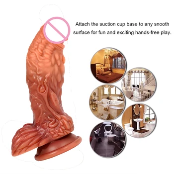 Huge Animal Dildo Super Strong Suction Cup Skin Feeling Realistic Penis Sex Toys for Women G-spot Clitoris Stimulate Soft Sexy 4