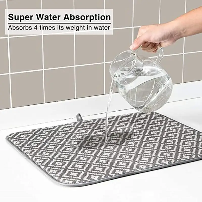 Stylish Rhombic Microfiber Dish Drying Mat Dish-Drying Towel