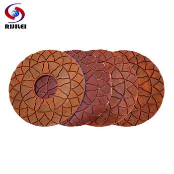 

RIJILEI 4PCS Super 6inch Diamond polishing pads Wet Copper bond polishing pad for granite marble concrete floor Grinding Disc