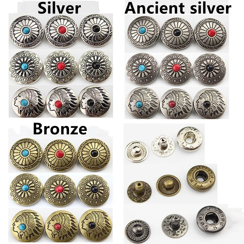  20mm Floral Indian Turquoise Press Stud Snap Fasteners Button Chochos For Leather Craft Purse Wallet Bag Case Badge Accessories | Дом и сад