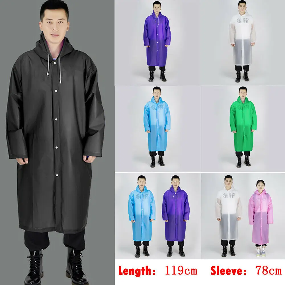 Mens Womens Long Raincoats Waterproof 