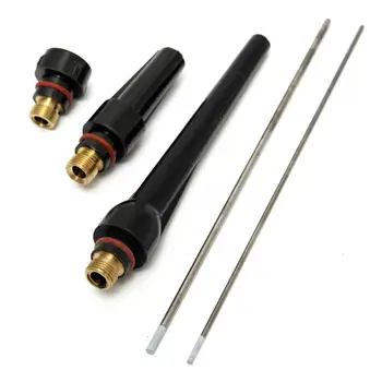 

17x TIG Welding Torch Stubby Gas Lens #10 Heat Glass Cup Kit Tungsten Electrodes
