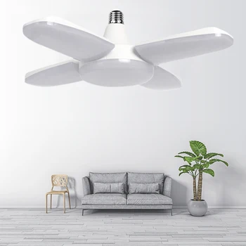 

LED Industrial Lamp Ceiling E27 Bulb Deformable Light Foldable Fan Blade Angle Adjustable 30W 60W High Bay Garage Lamp Workshop
