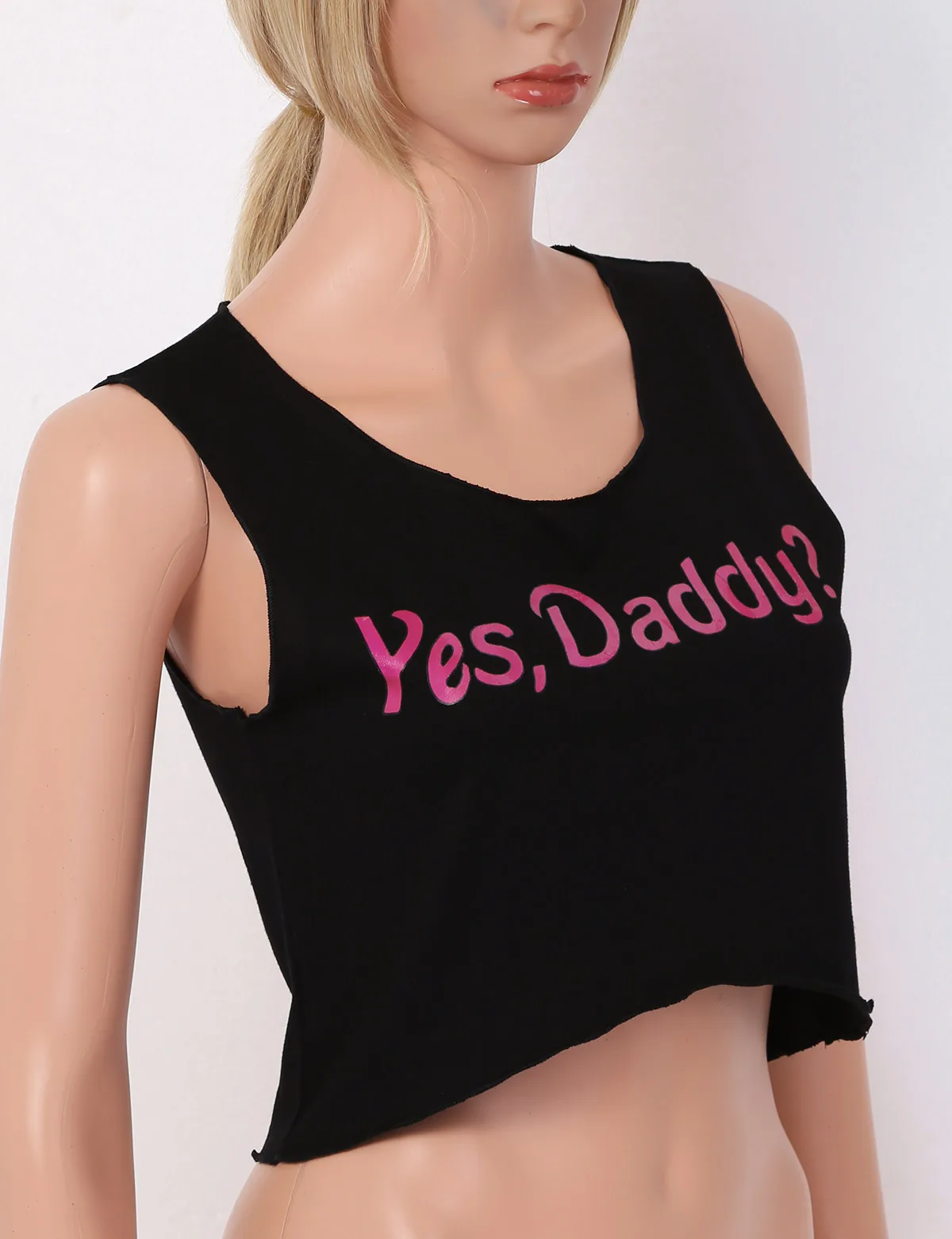 Забавный Yes Daddy хлопковый короткий топ с надписью и круглым вырезом, летний женский сексуальный топ без рукавов, женские топы, уличная одежда, Короткие топы