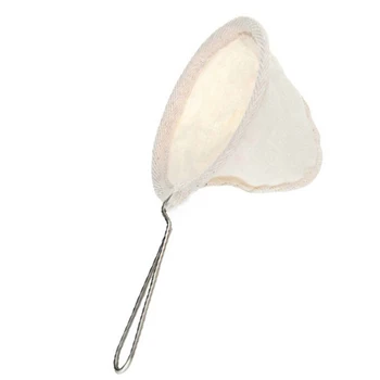 

1Pc Traditional Handle Filter Sock Tea Coffee Strainer Reusablea Lannel Cloth Strainer Dropping Mesh Basket Tool
