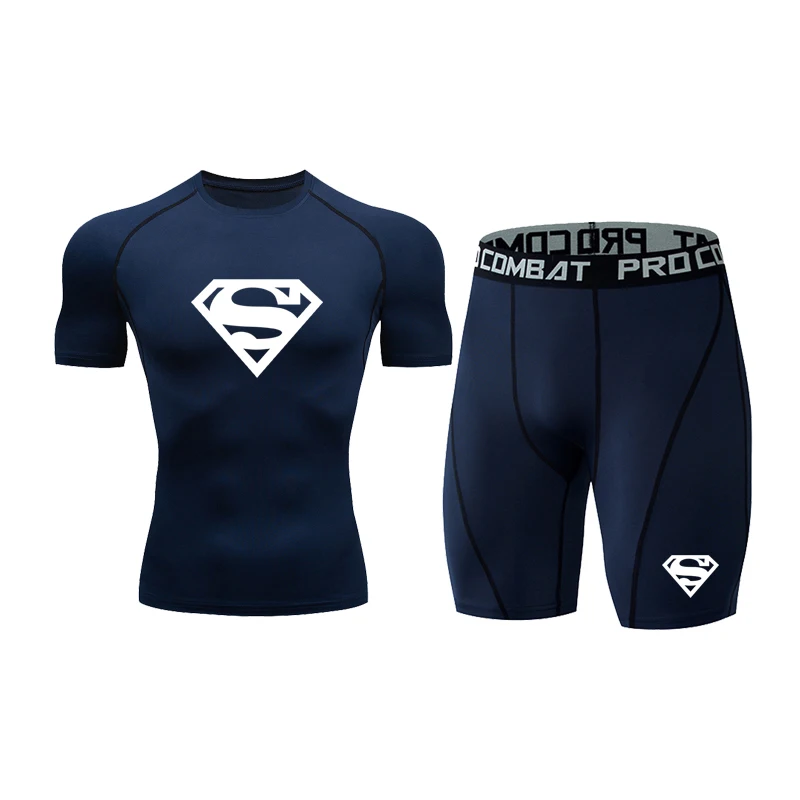 

Men T Shirt Boxing Jersey Sports Suit Men's Rashguard Gym Boxing Jiu Jitsu KickBoxing Black Shorts T Shirt Fitness 2Pce/Set Fit