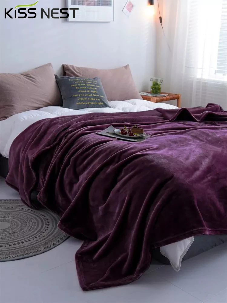 Home Bed Sofa Fleece Blanket for Adult Children Babies Flannel Bedspreads Modern Simple Style Deep Purple | Дом и сад