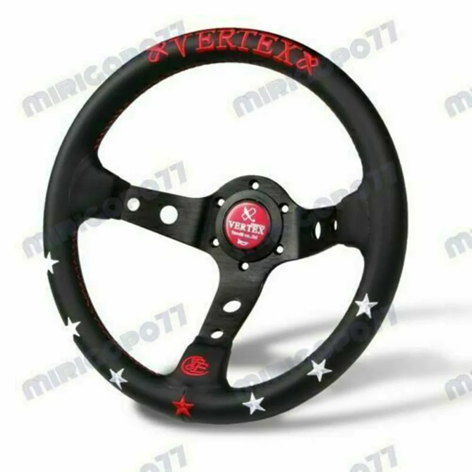 

Red Stitch 7STARS 330mm Vertex Leather Deep Dish Steering Wheel For OMP MOMO Rac
