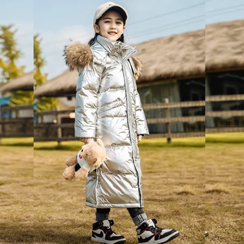 

Girls Winter Jacket Clothes Kids Winter Jacket Long Snowsuit Duck Down Jacket Fur Hooded Coats Girl Children 2020 Teenage Coat