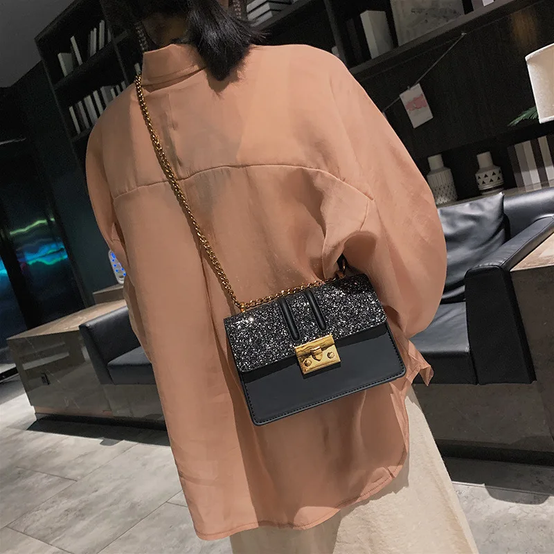 

New Arrival Chain Small WOMEN'S Bag 2019 New Style Online Celebrity Textured bai da xiao Square Bag Pig Nose Crossbody Bag Fashi