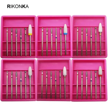 

6pcs/Set Ceramic Nail Drill Bit Set Diamond Milling Cutter for Manicure Rotary Burr Clean Bits Electric Machine Art Accessory