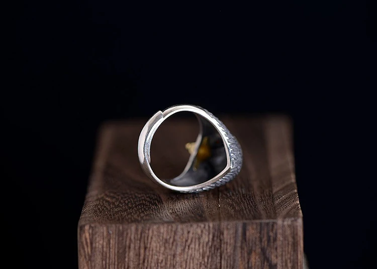 FNJ кольца с изображением орла животных, 925 серебро, регулируемый размер, популярные, S925 Твердые серебряные кольца для мужчин, ювелирное изделие в стиле панк, красный агат