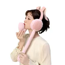 Кролик девушки уши Муфельная подвижная плюшевая крышка милый кролик головы носить теплый для леди
