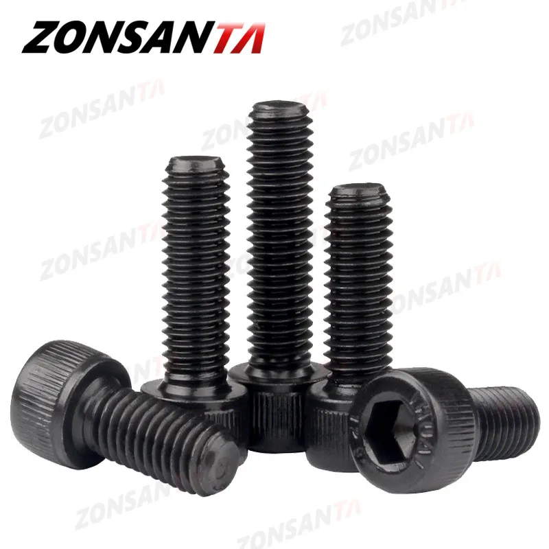 ZONSANTA M2 M3 M4 M5 M6 M8 винт с шестигранной головкой под шестигранник, черный, класс 12,9, метрический, винты «сделай сам», мебельные болты, мебель, корабль, автомобиль