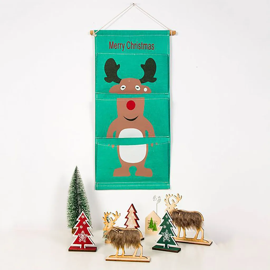 Canvas Hanging Bag Christmas Decoration Storage Door Decoration Storage Bag T3