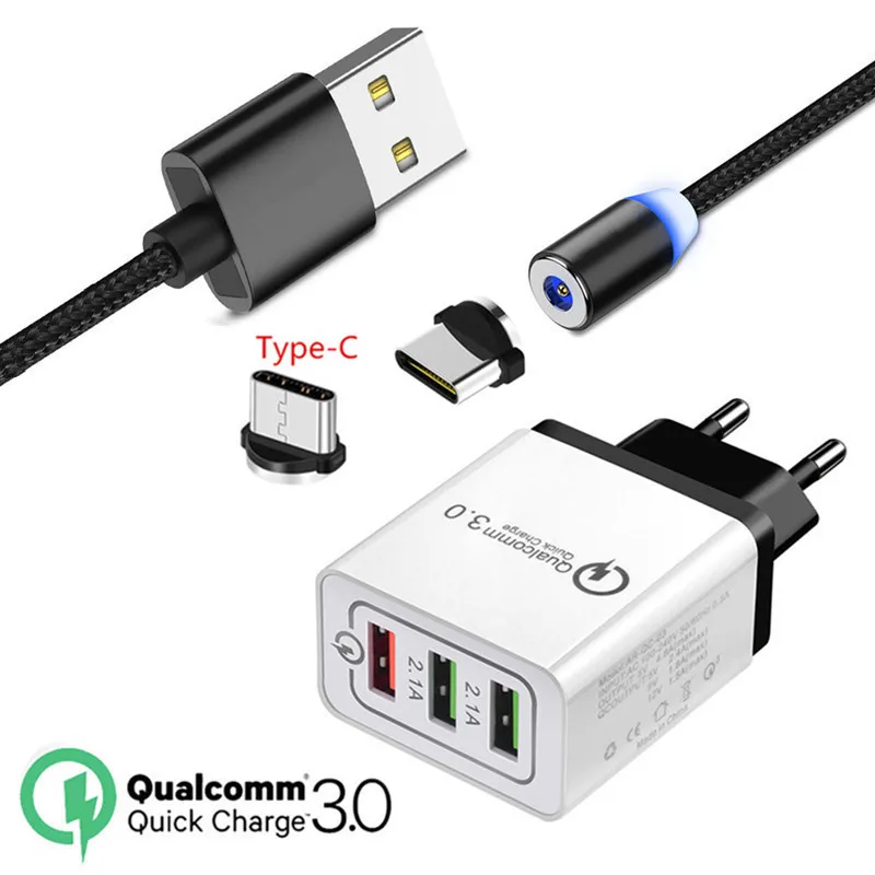 

Magnetic USB Cable For Samsung Galaxy A20 A40 A60 A80 M20 S8 S9 Xiaomi Mi 9 A3 CC9 Type C Magnet Charge Wire QC 3.0 Fast Charger