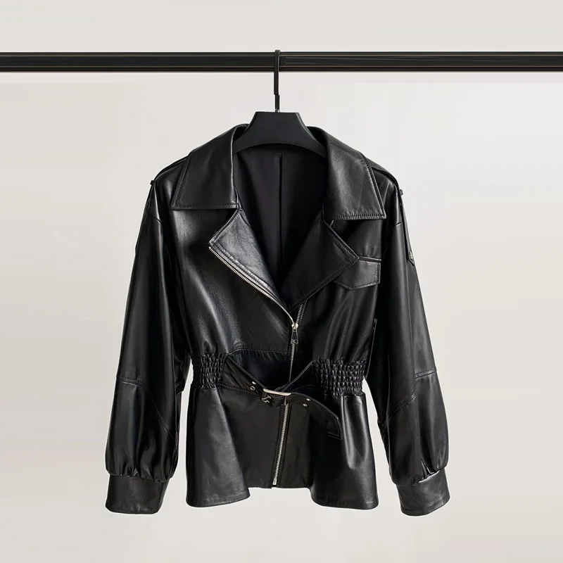 

Motorcycle Genuine Leather Jacket Women Short Women's Sheepskin Coat Feamle Spring Autumn Clothes 2021 Mujer Chaqueta Pph3391
