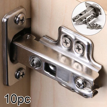 

10 Pcs Kitchen Closing Cabinet Cupboard Door Spring 110 Degree Hinges 6 Holes