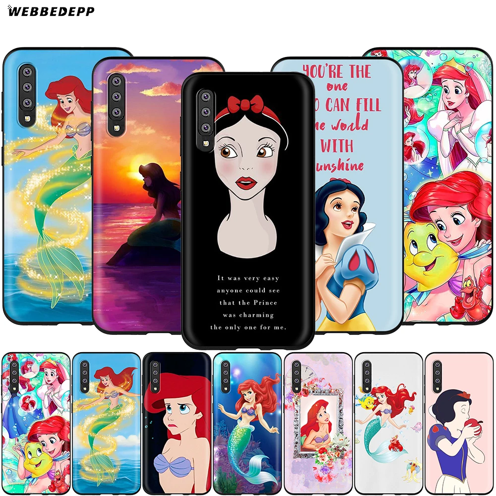 

Webbedepp Princess Ariel Mermaid Snow Case for Samsung Galaxy S7 S8 S9 S10 Plus Edge Note 10 8 9 A10 A20 A30 A40 A50 A60 A70