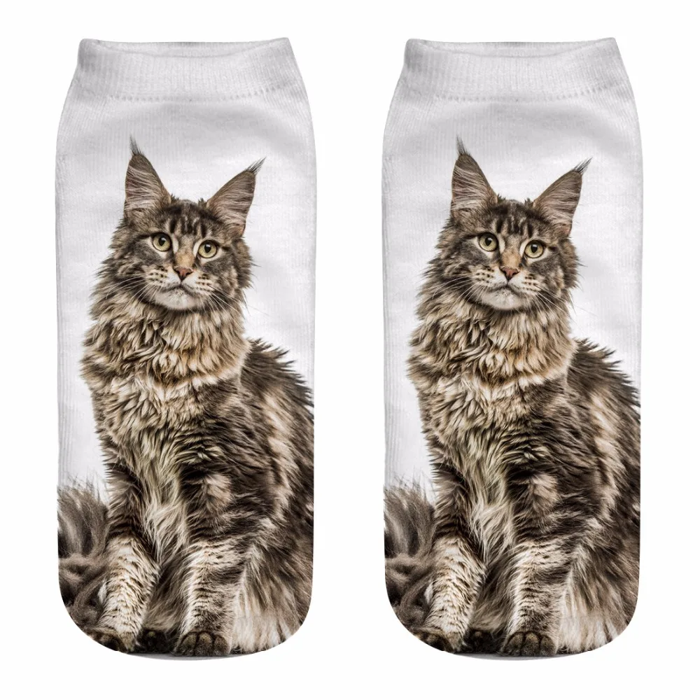 Новое поступление 2018, носки с 3D принтом кота, отличительные Носки с рисунком кота, Meias, забавные модные носки унисекс с низким голенищем