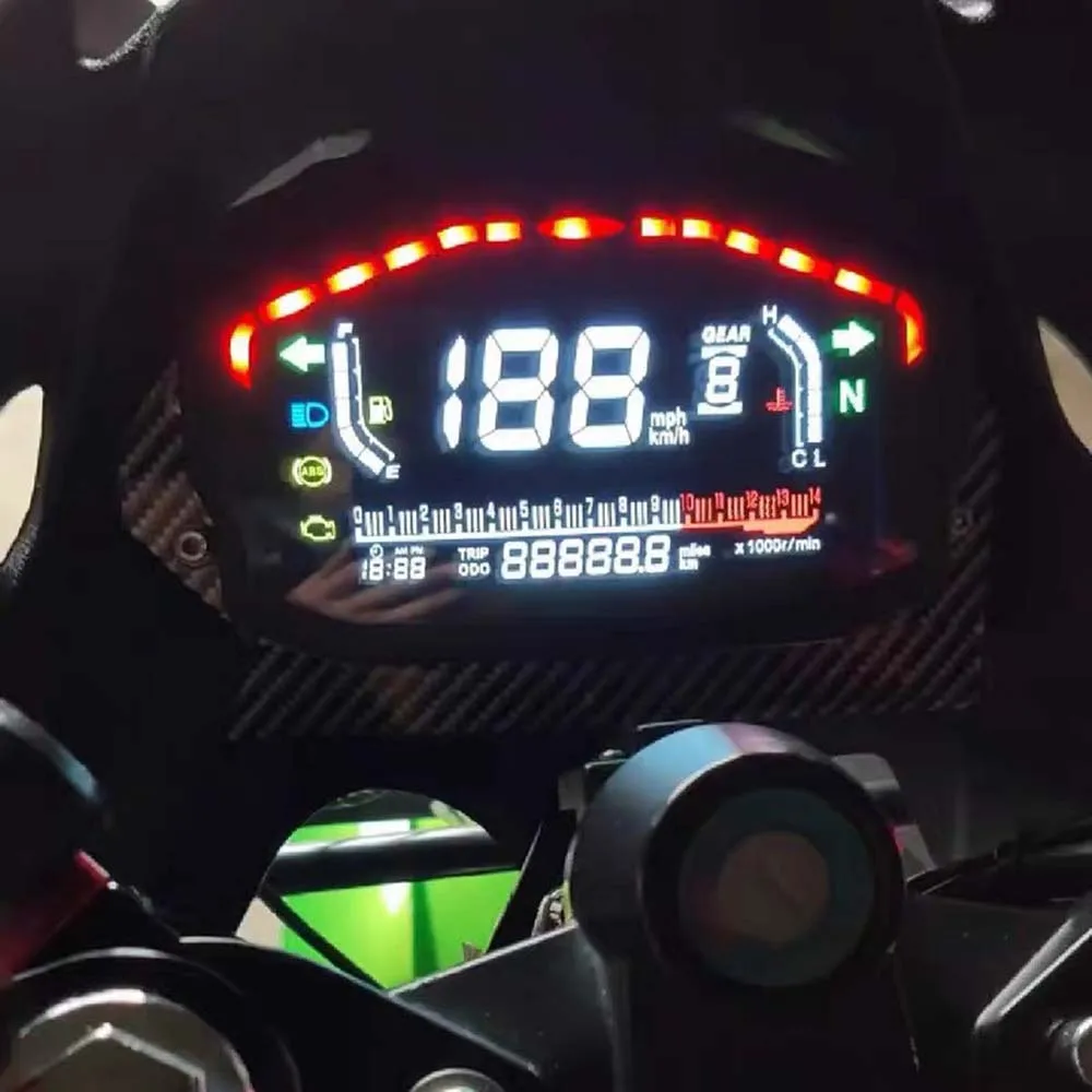 Compteur de vitesse pour moto, 60 V universel, compteur kilométrique,  tachymètre, affichage LCD numérique, jauge de moto : : Auto