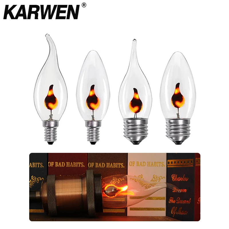 Vintage Flickering Flame LED Candle Light Bulb - Retro Decor Energy Saver Lamp