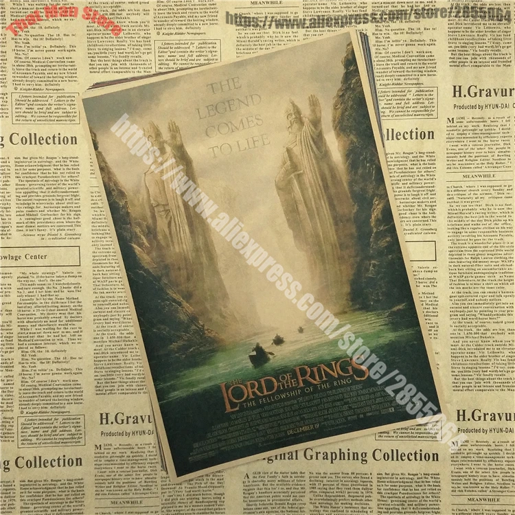 Властелин колец: The Hobbit стажировка кольца крафт постер фильма рисунок сердцевина наклейки на стену