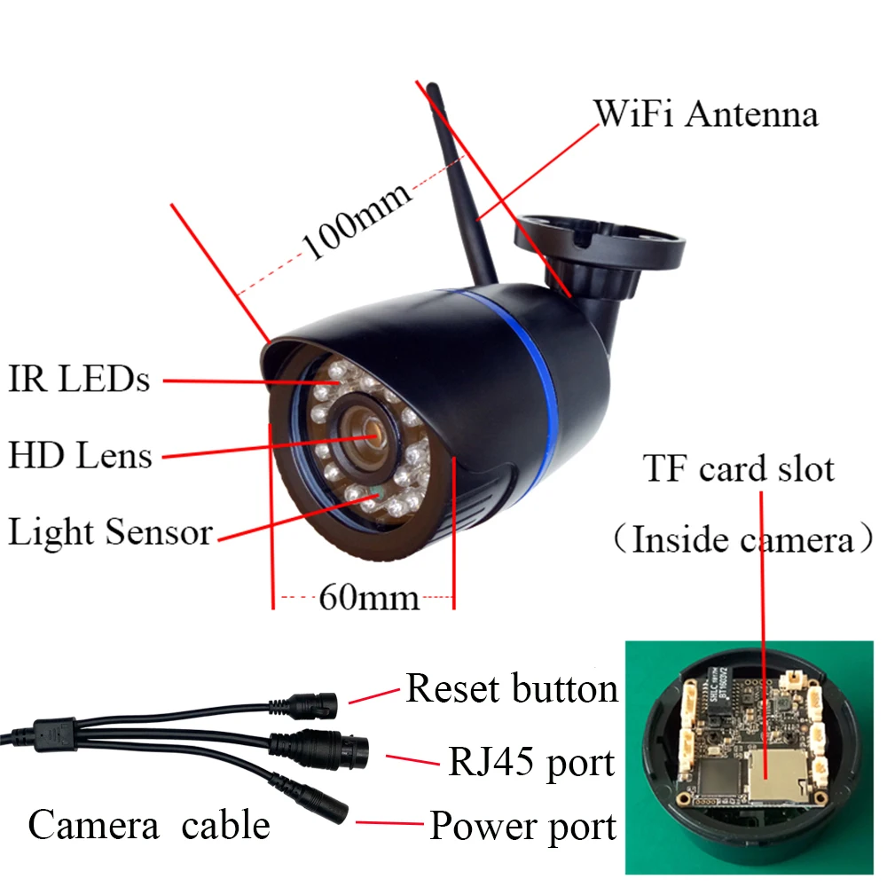 IP камера Наружная цилиндрическая 2 МП 1080P Wi Fi Onvif|Камеры видеонаблюдения| |