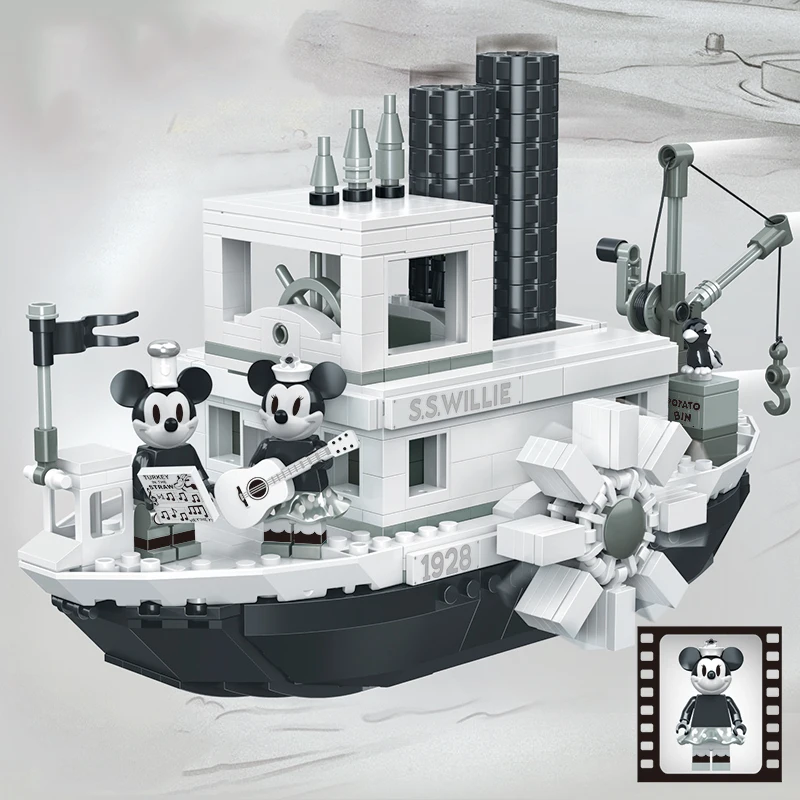 

New Ideas Compatible with Legoinglys Steamboat Willie Movie Fit Figures Building Blocks Bricks Toys for Children Gifts